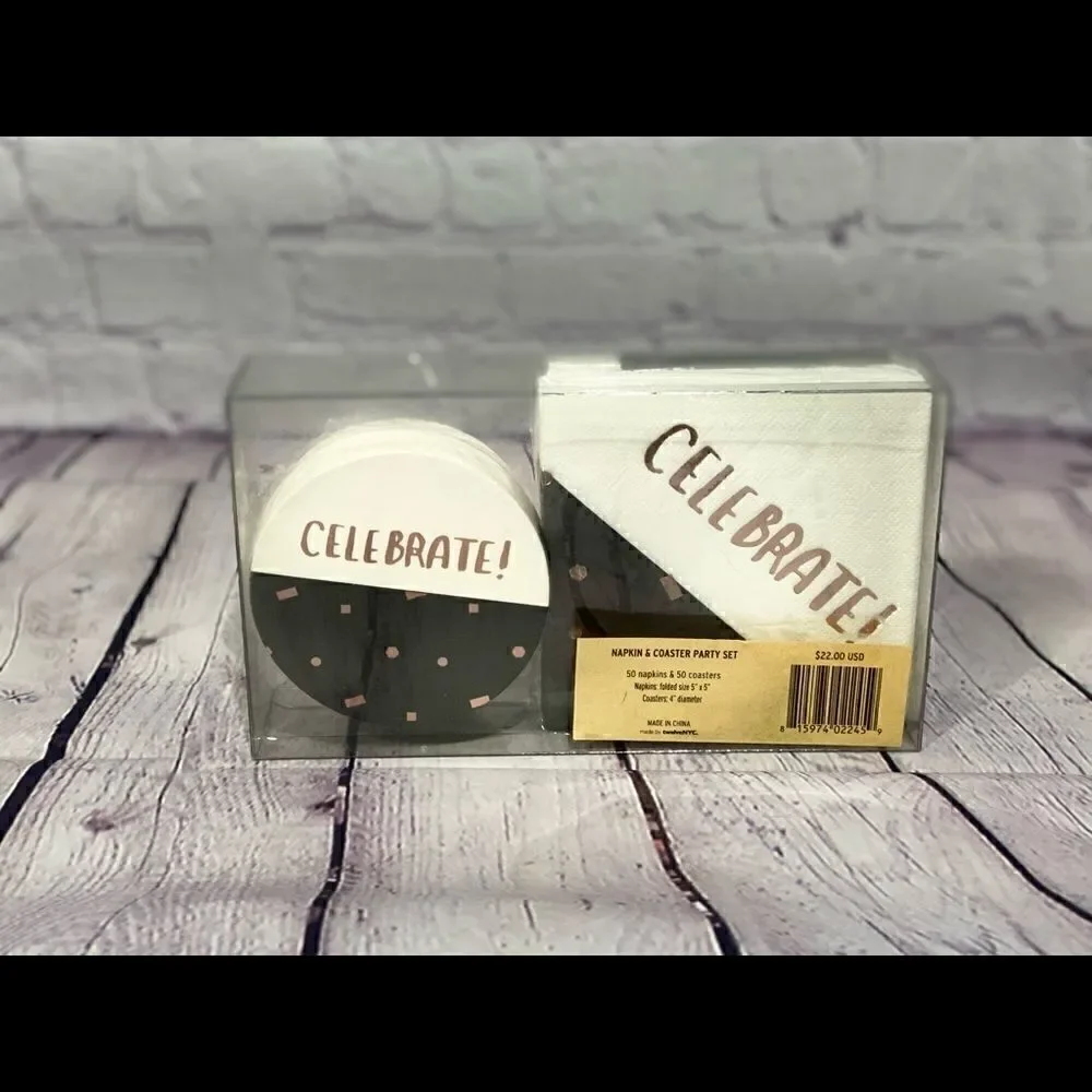 Napkin and Coaster Set Celebrate and Party